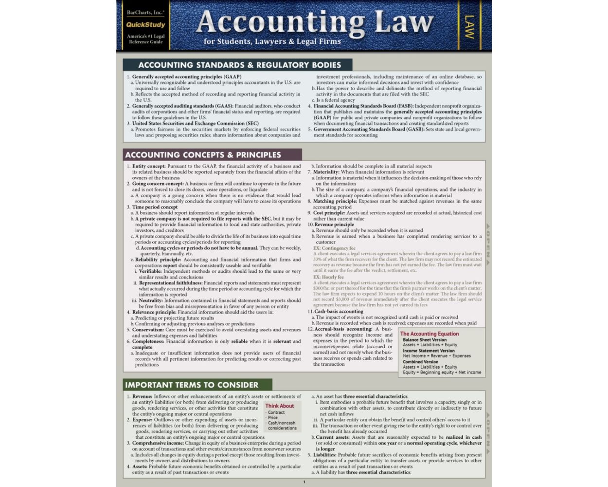 Buy QuickStudy Accounting Law Laminated Reference Guide