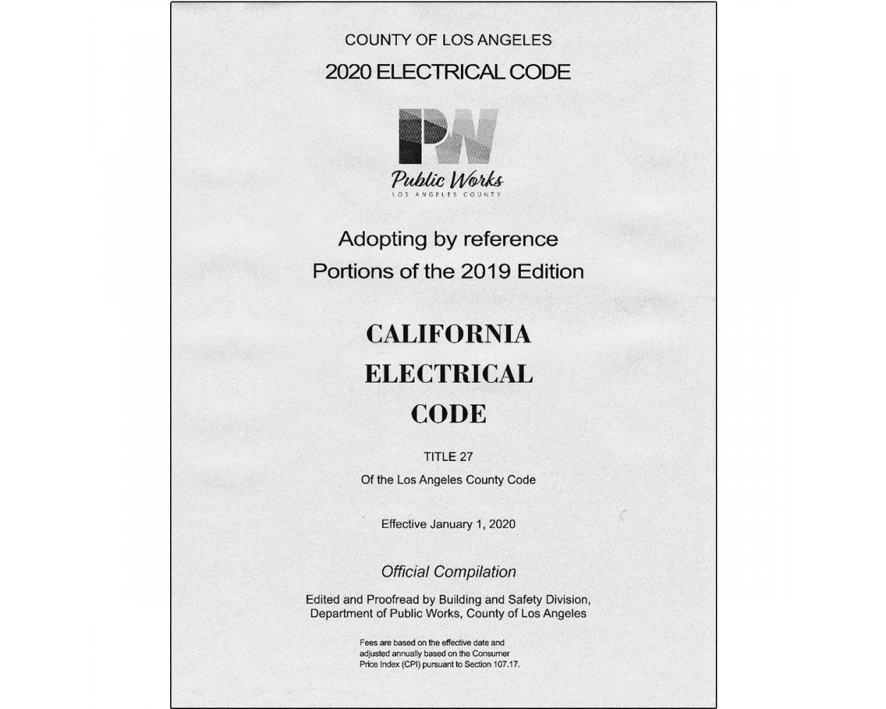 2020 County Of Los Angeles Electrical Code Amendment Only